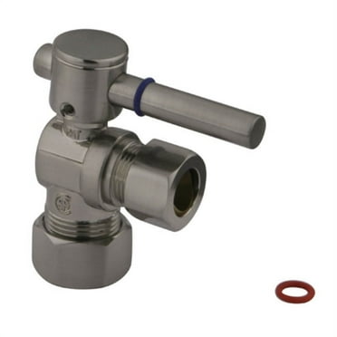 Kingston Brass CC54408DL 5/8" OD Comp x 1/2" OD Comp Angle Stop Valve, Brushed Nickel