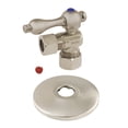 thumbnail image 1 of Kingston Brass CC54408K 5/8" OD Comp x 1/2" OD Comp Quarter-Turn Angle Stop Valve with Flange, Brushed Nickel, 1 of 2