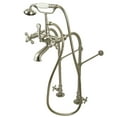 thumbnail image 1 of Kingston Brass CC57T458MX Vintage Freestanding Clawfoot Tub Faucet Package with Supply Lines and Hand Shower, Brushed Nickel, 1 of 4