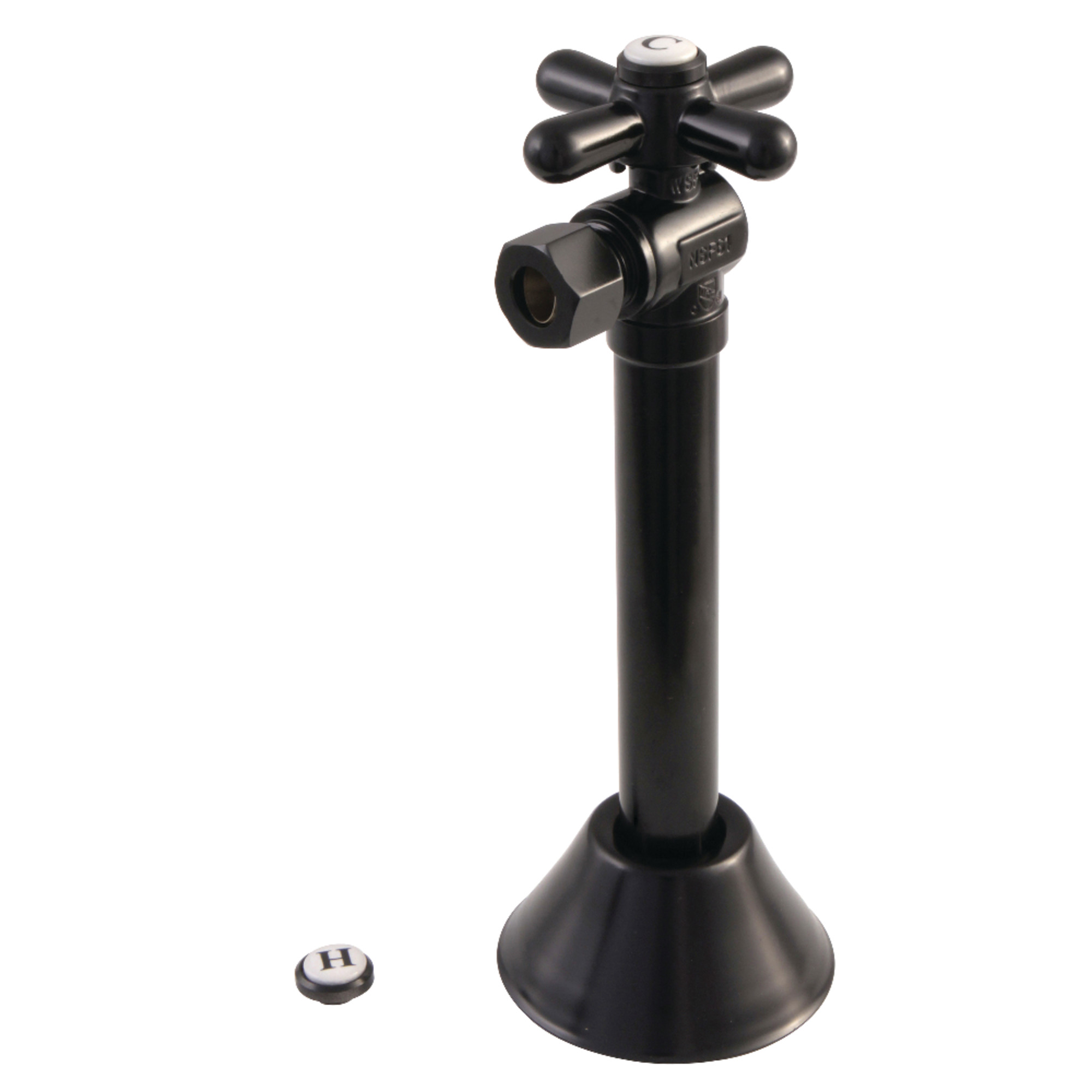 Kingston Brass CC43255X Straight Shut Off Valve - 1/2" Sweat Inlet, 3/8" O.D. Compression Outlet, Oil Rubbed Bronze