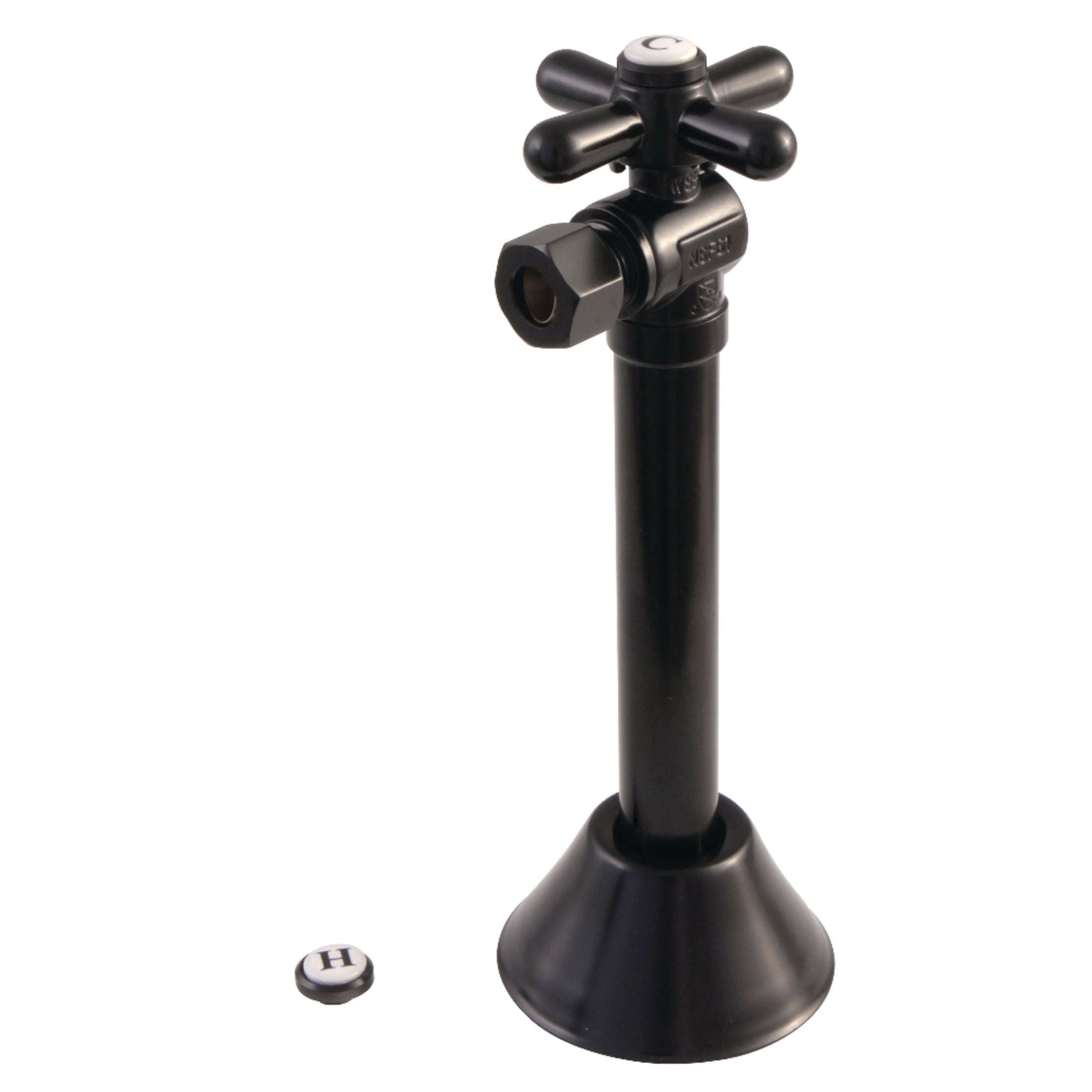 Kingston Brass CC83200X 1/2-Inch Sweat x 3/8-Inch O.D. Comp Angle Shut-Off Valve with 5-Inch Extension in Matte Black