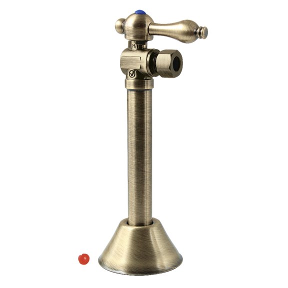 Kingston Brass CC83203 1/2-Inch Sweat x 3/8-Inch O.D. Comp Angle Shut-Off Valve with 5-Inch Extension in Antique Brass