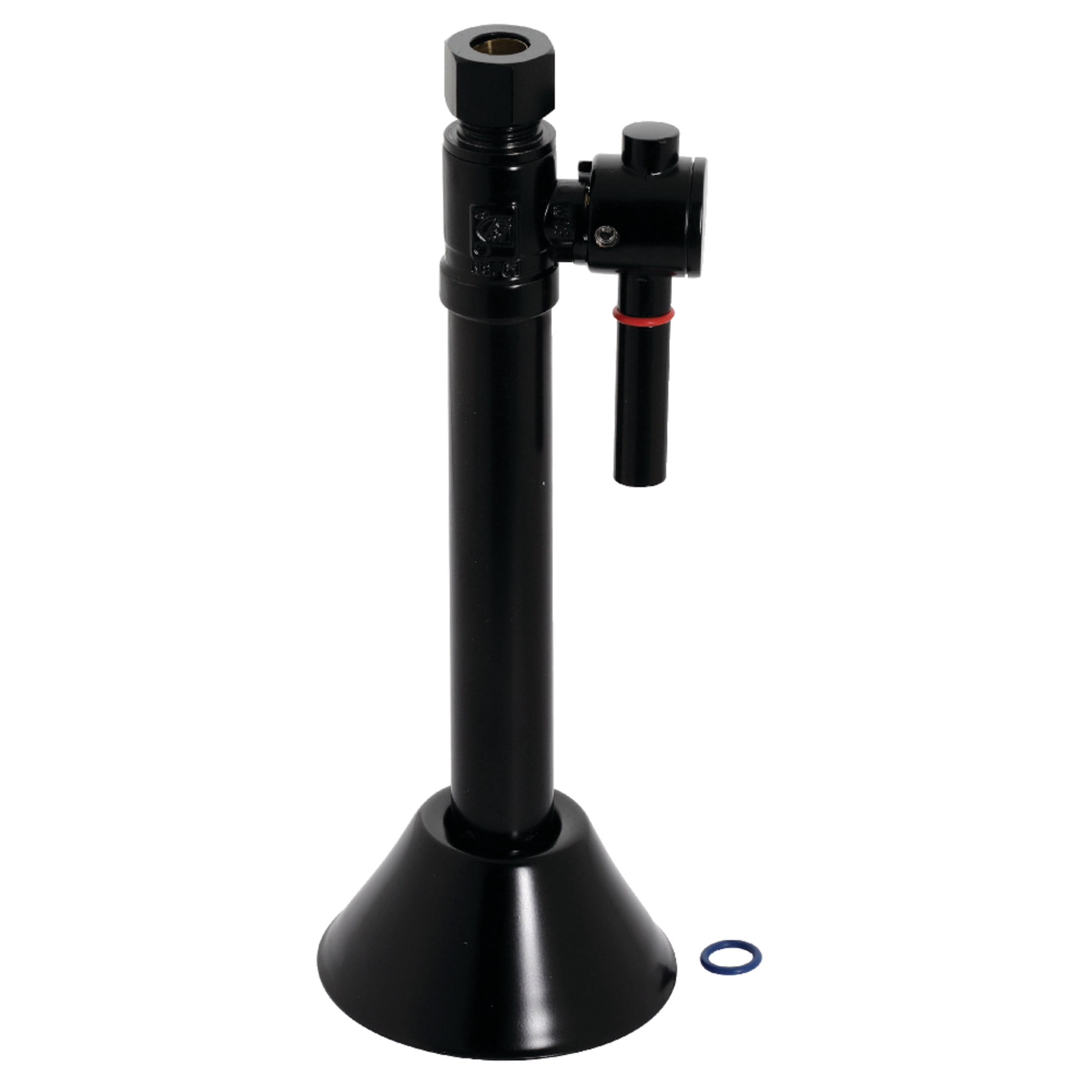 Kingston Brass CC83250DL 1/2-Inch Sweat x 3/8-Inch O.D. Comp Straight Shut-Off Valve with 5-Inch Extension in Matte Black