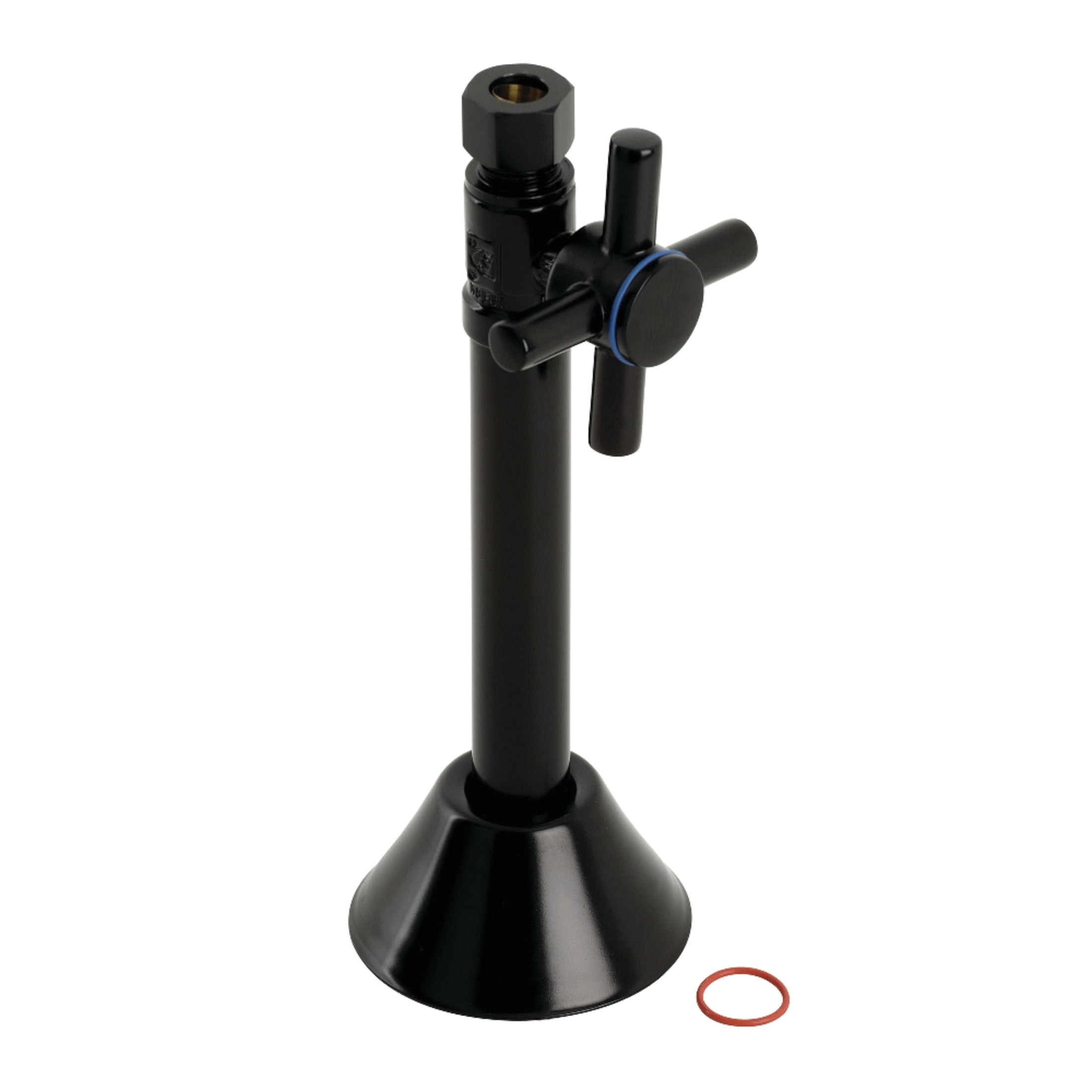 Kingston Brass CC83250DX 1/2-Inch Sweat x 3/8-Inch O.D. Comp Straight Shut-Off Valve with 5-Inch Extension in Matte Black