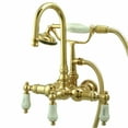thumbnail image 1 of Kingston Brass CC9T2 Vintage 3-3/8-Inch Wall Tub Faucet with Hand shower, Polished Brass, 1 of 2