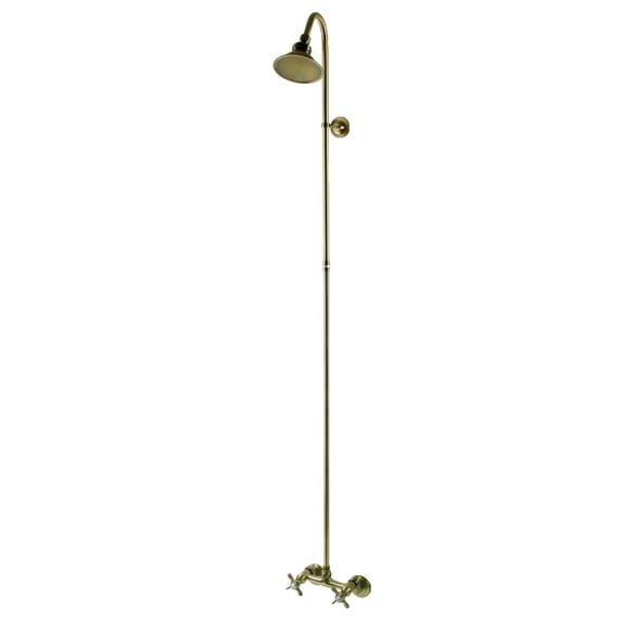 Kingston Brass CCK2133BEX Essex Wall Mount Shower Combo, Antique Brass