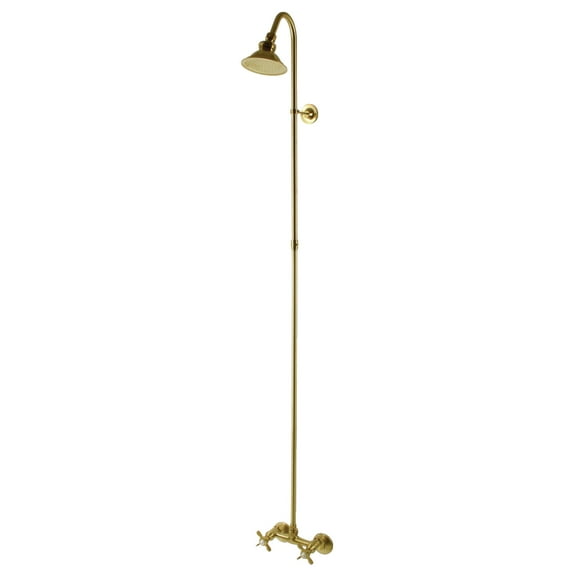 Kingston Brass CCK2137BEX Essex Wall Mount Shower Combo, Brushed Brass