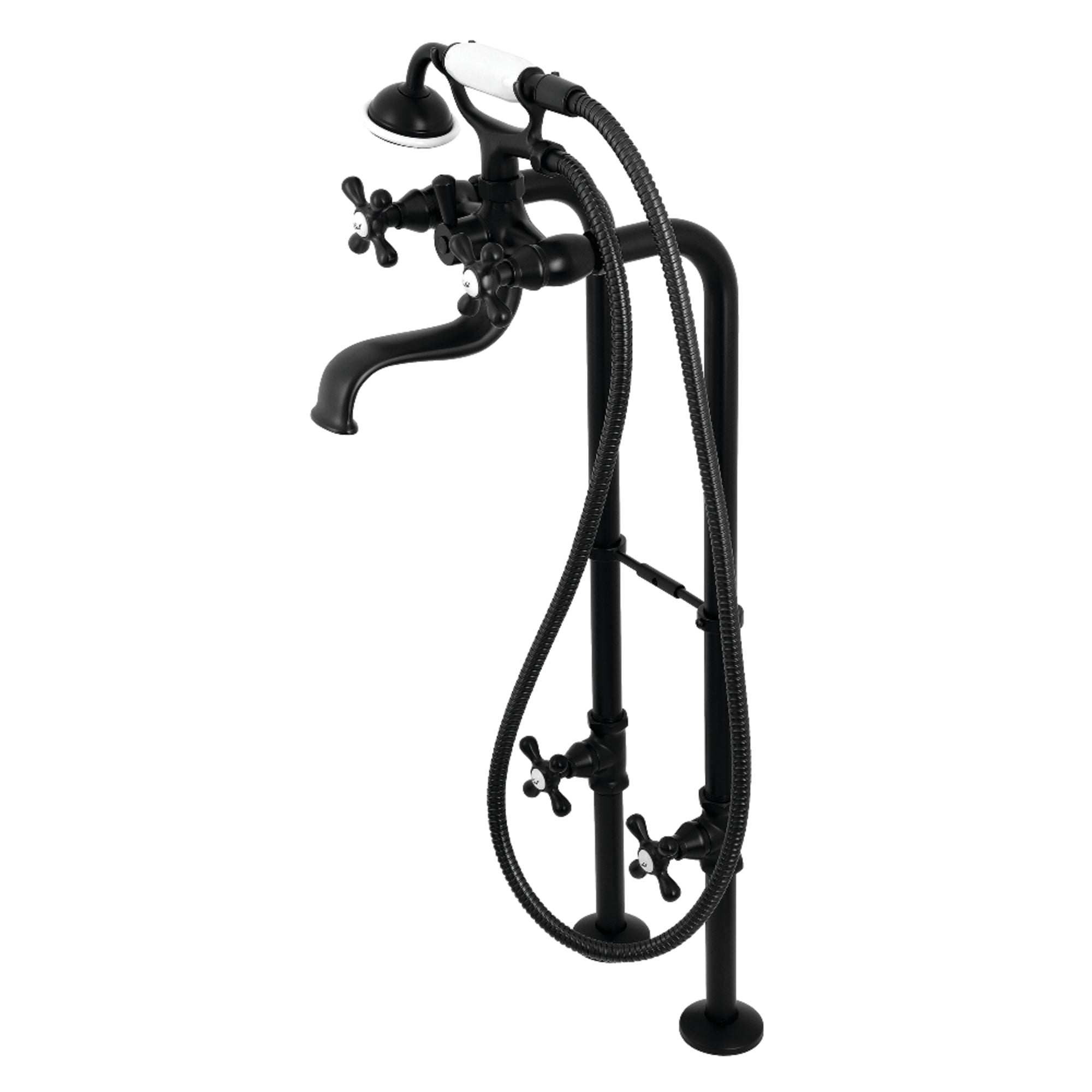 Kingston Brass CCK226K0 Kingston Freestanding Clawfoot Tub Faucet Package with Supply Line, Matte Black