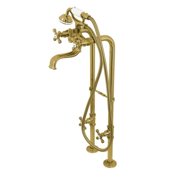 Kingston Brass CCK226K7 Kingston Freestanding Clawfoot Tub Faucet Package with Supply Line, Brushed Brass