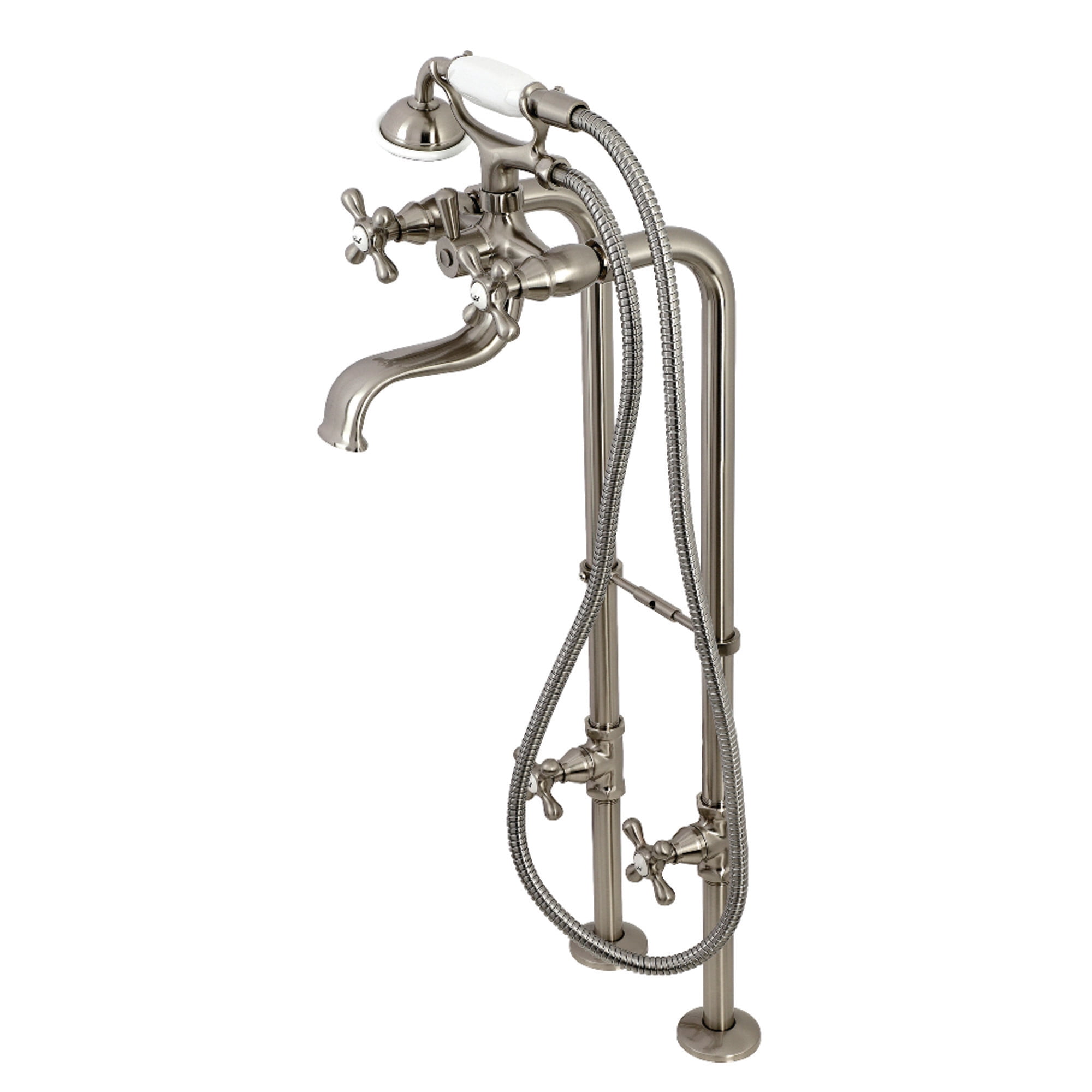 Kingston Brass CCK226K8 Kingston Freestanding Clawfoot Tub Faucet Package with Supply Line, Brushed Nickel