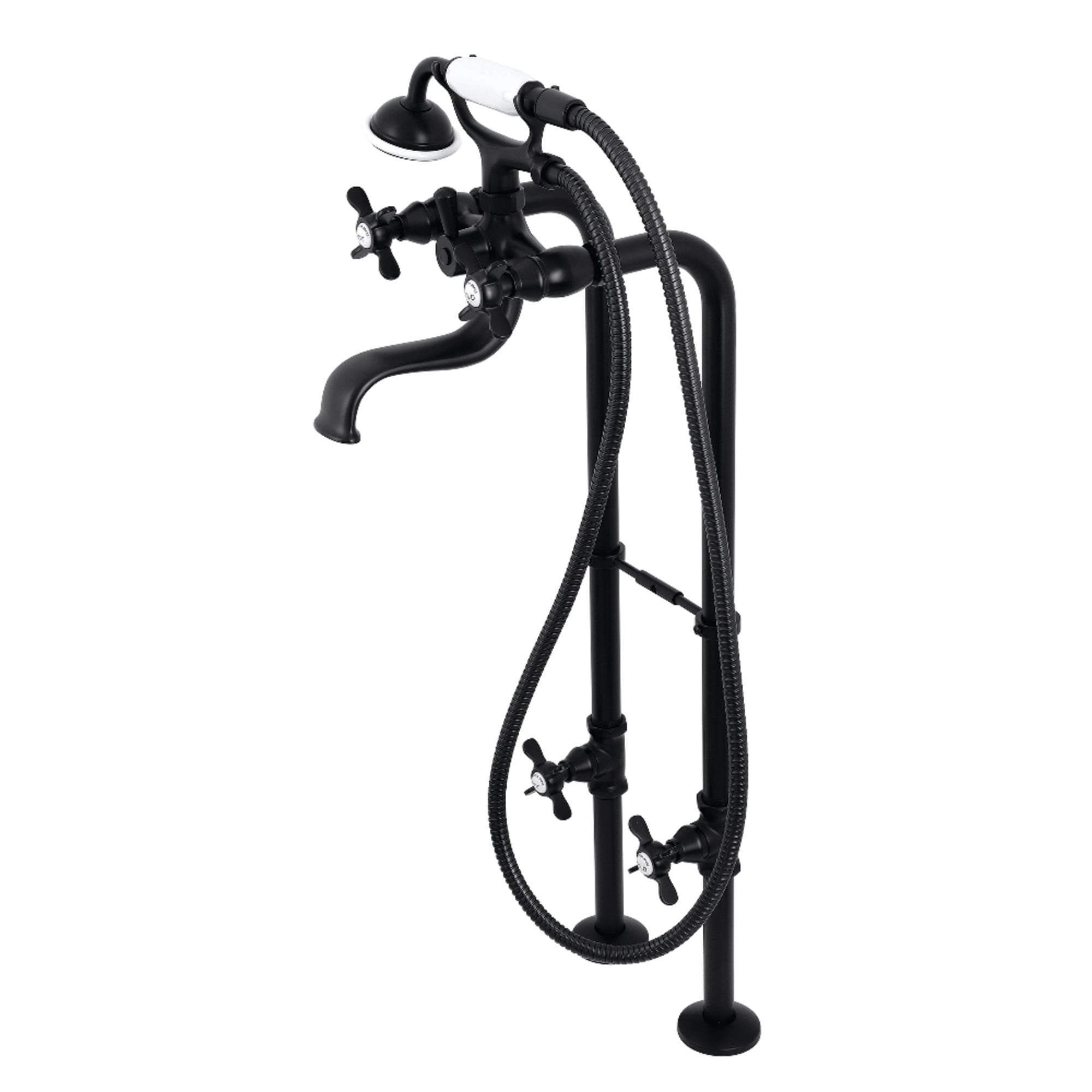 Kingston Brass CCK246K0 Essex Freestanding Clawfoot Tub Faucet Package with Supply Line, Matte Black