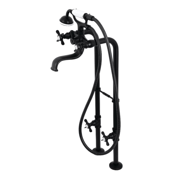 Kingston Brass CCK246K0 Essex Freestanding Clawfoot Tub Faucet Package with Supply Line, Matte Black