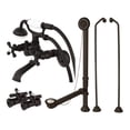 thumbnail image 1 of Kingston Brass CCK265ORBD Vintage Wall Mount Clawfoot Tub Faucet Package with Supply Line, Hand Shower and Tub Drain, Oil Rubbed Bronze, 1 of 4
