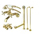 thumbnail image 1 of Kingston Brass CCK265PB Vintage Wall Mount Clawfoot Tub Faucet Package with Supply Line, Hand Shower and Tub Drain, Polished Brass, 1 of 4