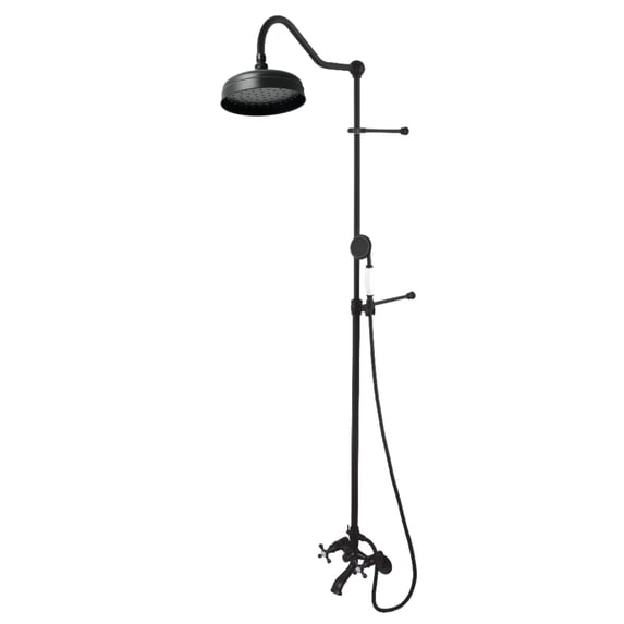 Kingston Brass CCK2660 Vintage Two-Handle 2-Hole Wall Mount Clawfoot Tub Faucet Package with Shower Combo and Hand Shower in Matte Black