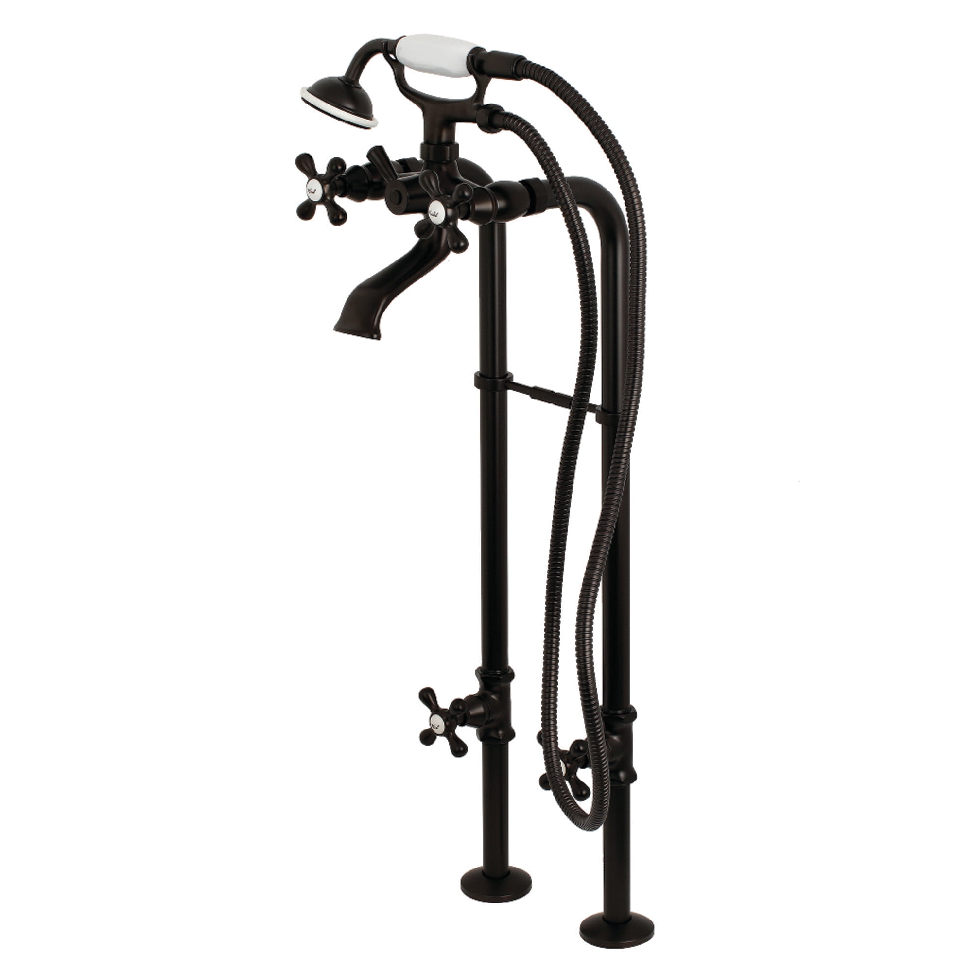 Kingston Brass CCK266K5 Kingston Freestanding Tub Faucet with Supply Line and Stop Valve, Oil Rubbed Bronze