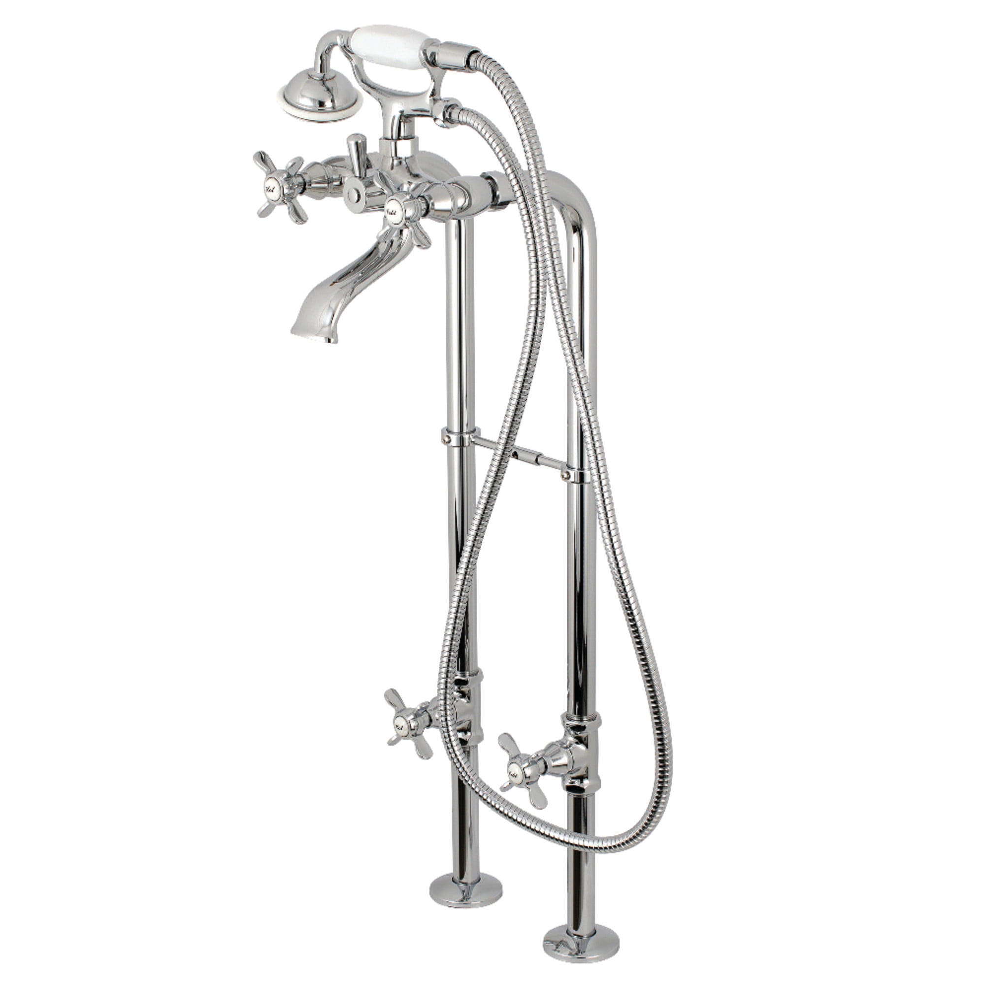 Kingston Brass CCK285K1 Kingston Freestanding Tub Faucet with Supply Line and Stop Valve, Polished Chrome