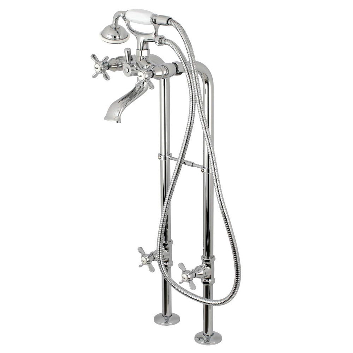 Polished Chrome Freestanding Tub Faucet with Supply Line and Stop Valve