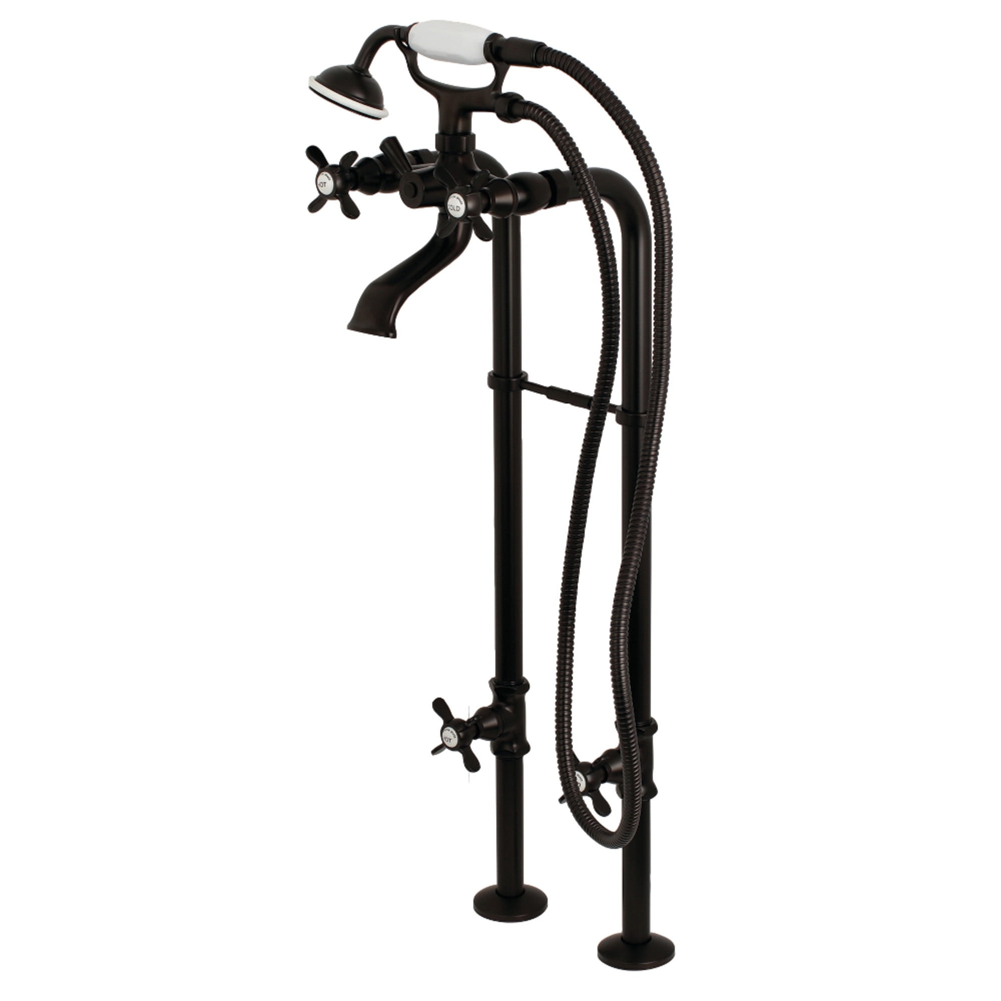 Kingston Brass CCK285K5 Kingston Freestanding Tub Faucet with Supply Line and Stop Valve, Oil Rubbed Bronze