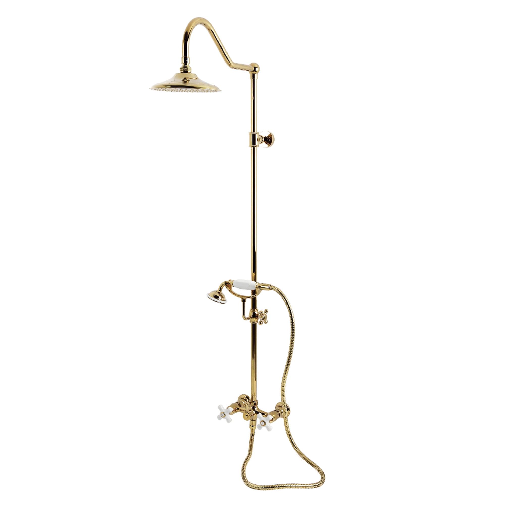 Kingston Brass CCK3662PX Kingston Wall Mount Rain Drop Shower System with Hand Shower, Polished Brass