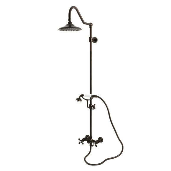 Kingston Brass CCK3665AX Kingston Wall Mount Rain Drop Shower System with Hand Shower, Oil Rubbed Bronze