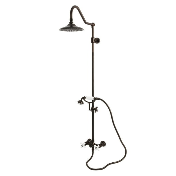 Kingston Brass CCK3665PX Kingston Wall Mount Rain Drop Shower System with Hand Shower, Oil Rubbed Bronze