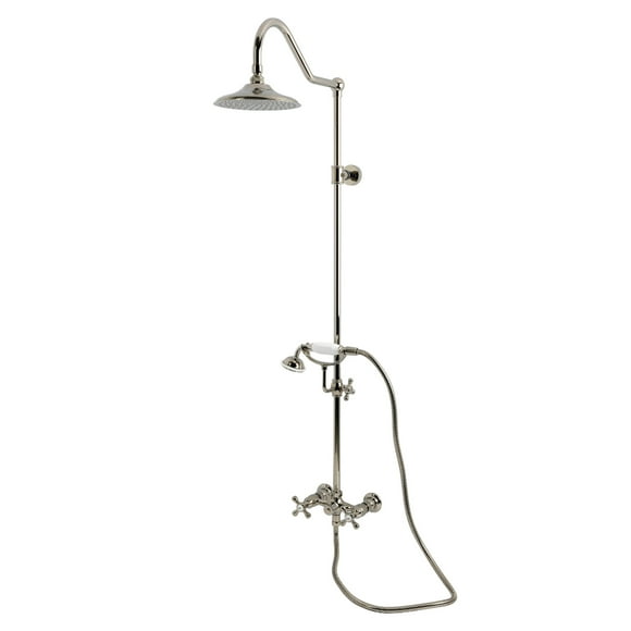 Kingston Brass CCK3666AX Kingston Wall Mount Rain Drop Shower System with Hand Shower, Polished Nickel
