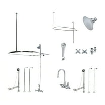 Kingston Brass CCK4141AX Vintage Tub Wall Mount Clawfoot Tub Faucet Package with Shower Enclosure, Polished Chrome