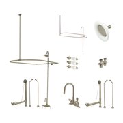 Kingston Brass CCK4188PL Vintage Three-Handle 2-Hole Tub Wall Mount Clawfoot Tub Faucet Package with Shower Enclosure in Brushed Nickel