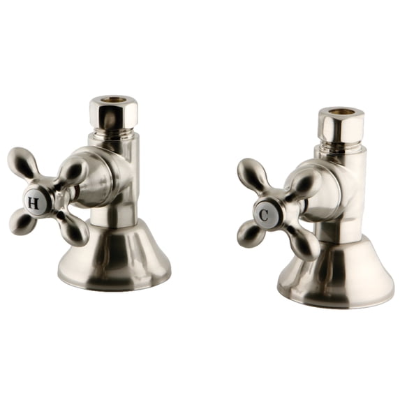 Kingston Brass CCK44158AX 1/2-Inch FIP x 1/2-Inch O.D. Comp Quarter-Turn Straight Shut-Off Valve in Brushed Nickel