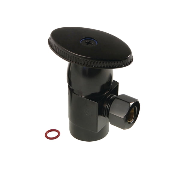 Kingston Brass CD43300VA 1/2-Inch FIP x 3/8-Inch O.D. Anti-Seize Deluxe Quarter-Turn Ceramic Hardisc Cartridge Angle Stop in Matte Black