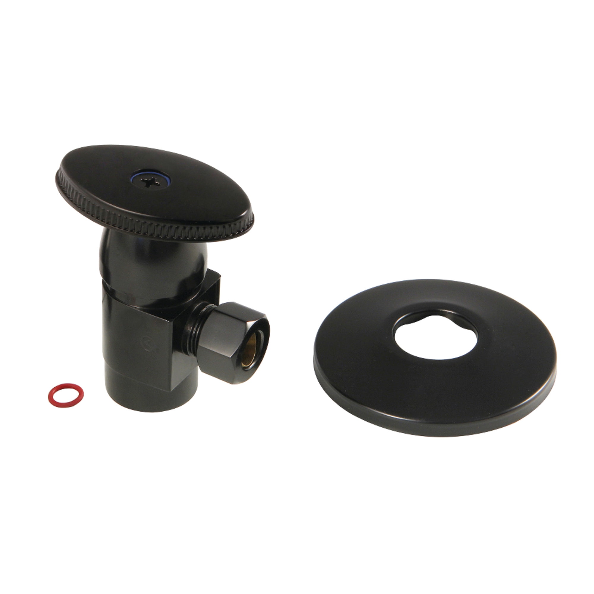 Kingston Brass CD43300VAK 1/2-Inch FIP x 3/8-Inch O.D. Anti-Seize Deluxe Quarter-Turn Ceramic Hardisc Cartridge Angle Stop with Flange in Matte Black