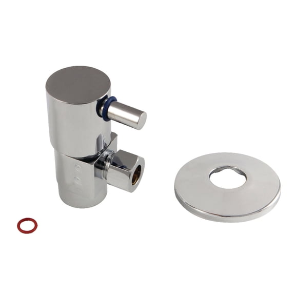 Kingston Brass CD43301DLK 1/2" FIP x 3/8" O.D. Anti-Seize Deluxe Quarter-Turn Ceramic Hardisc Cartridge Angle Stop with Flange, Polished Chrome