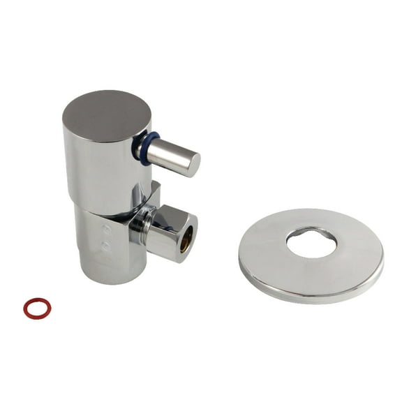 Kingston Brass CD43301DLK 1/2" FIP x 3/8" O.D. Anti-Seize Deluxe Quarter-Turn Ceramic Hardisc Cartridge Angle Stop with Flange, Polished Chrome
