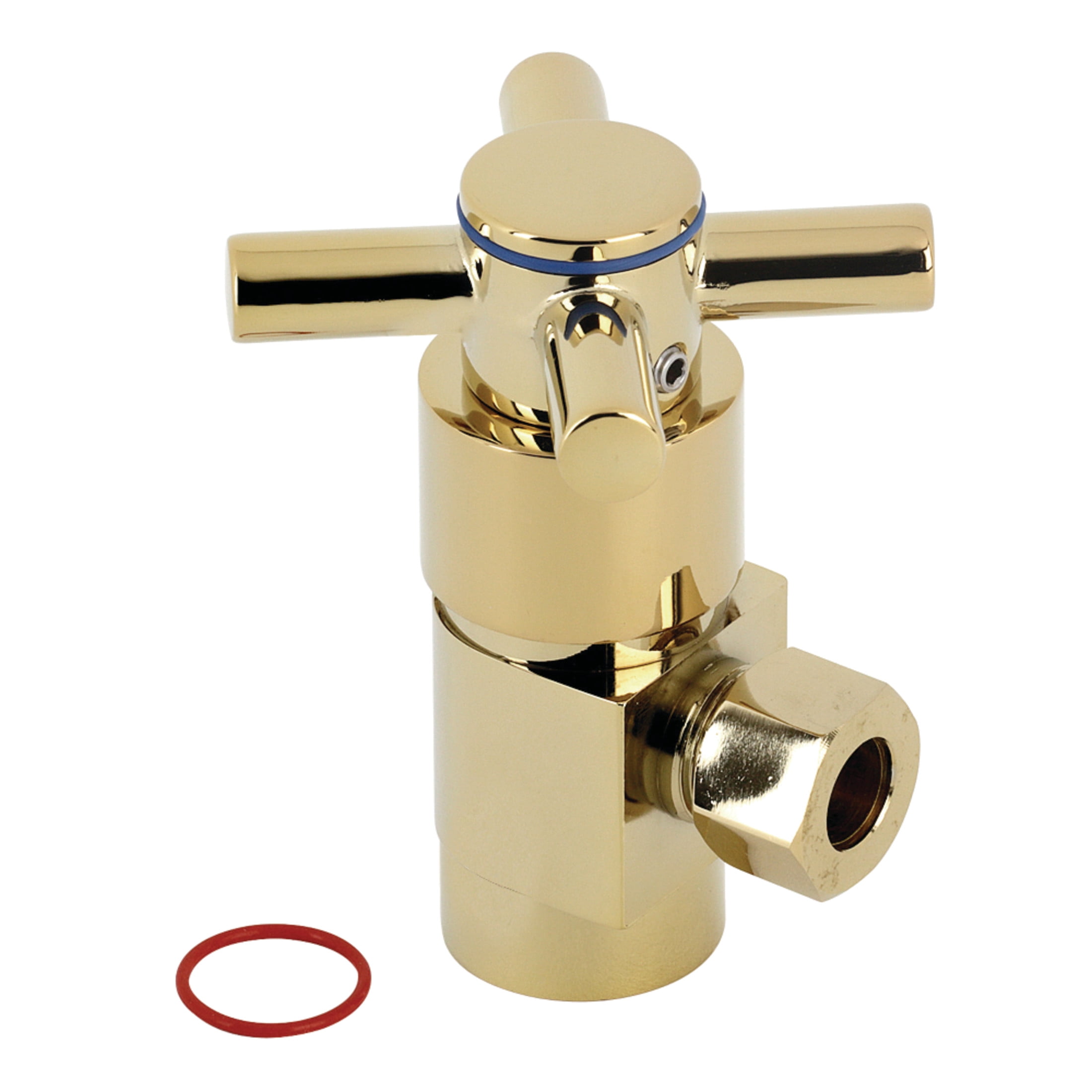 Kingston Brass CD43302DX 1/2-Inch FIP x 3/8-Inch O.D. Anti-Seize Deluxe Quarter-Turn Ceramic Hardisc Cartridge Angle Stop in Polished Brass