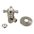 thumbnail image 1 of Kingston Brass CD43308BXK 1/2" FIP x 3/8" O.D. Anti-Seize Deluxe Quarter-Turn Ceramic Hardisc Cartridge Angle Stop with Flange, Brushed Nickel, 1 of 2