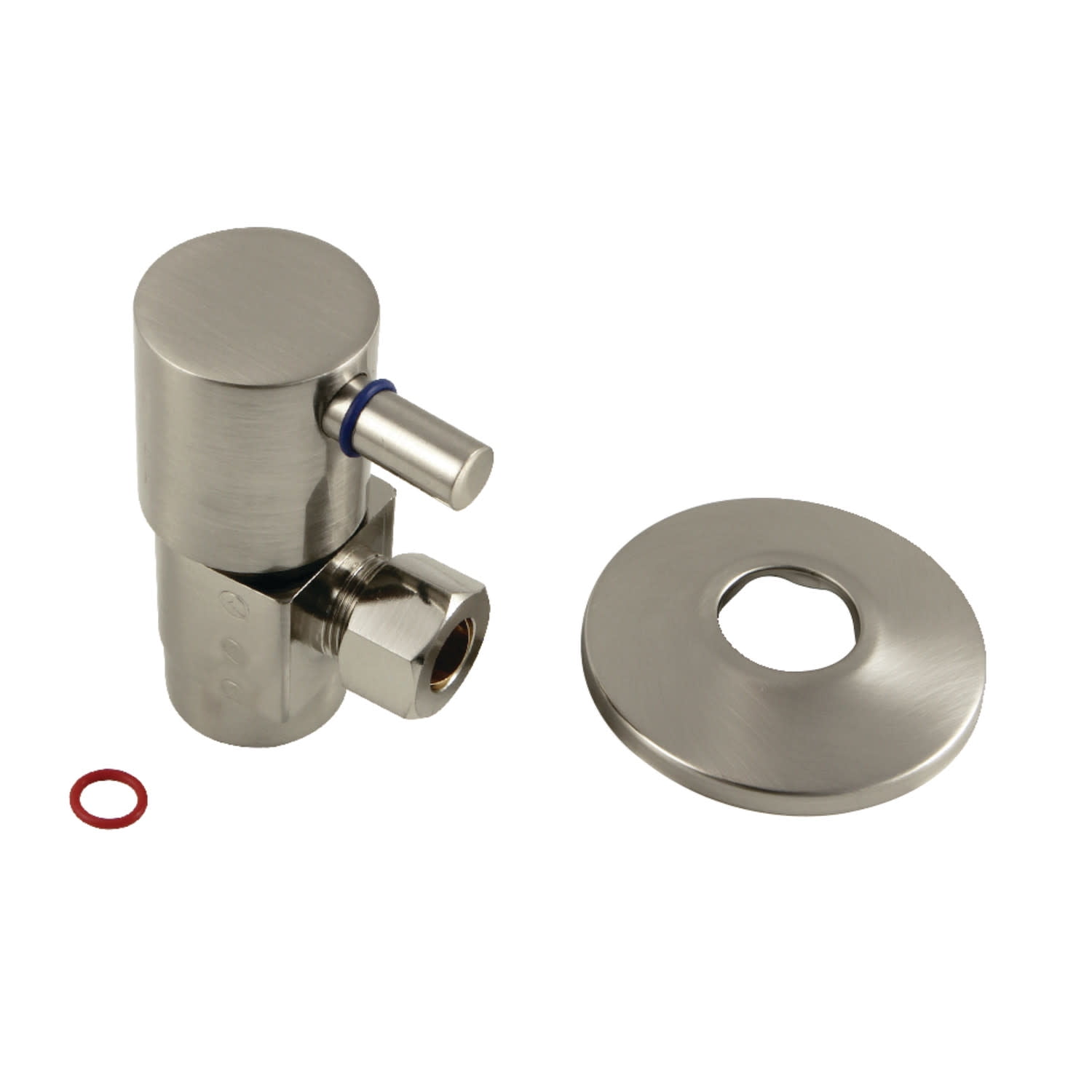 Kingston Brass CD43308DLK 1/2" FIP x 3/8" O.D. Anti-Seize Deluxe Quarter-Turn Ceramic Hardisc Cartridge Angle Stop with Flange, Brushed Nickel