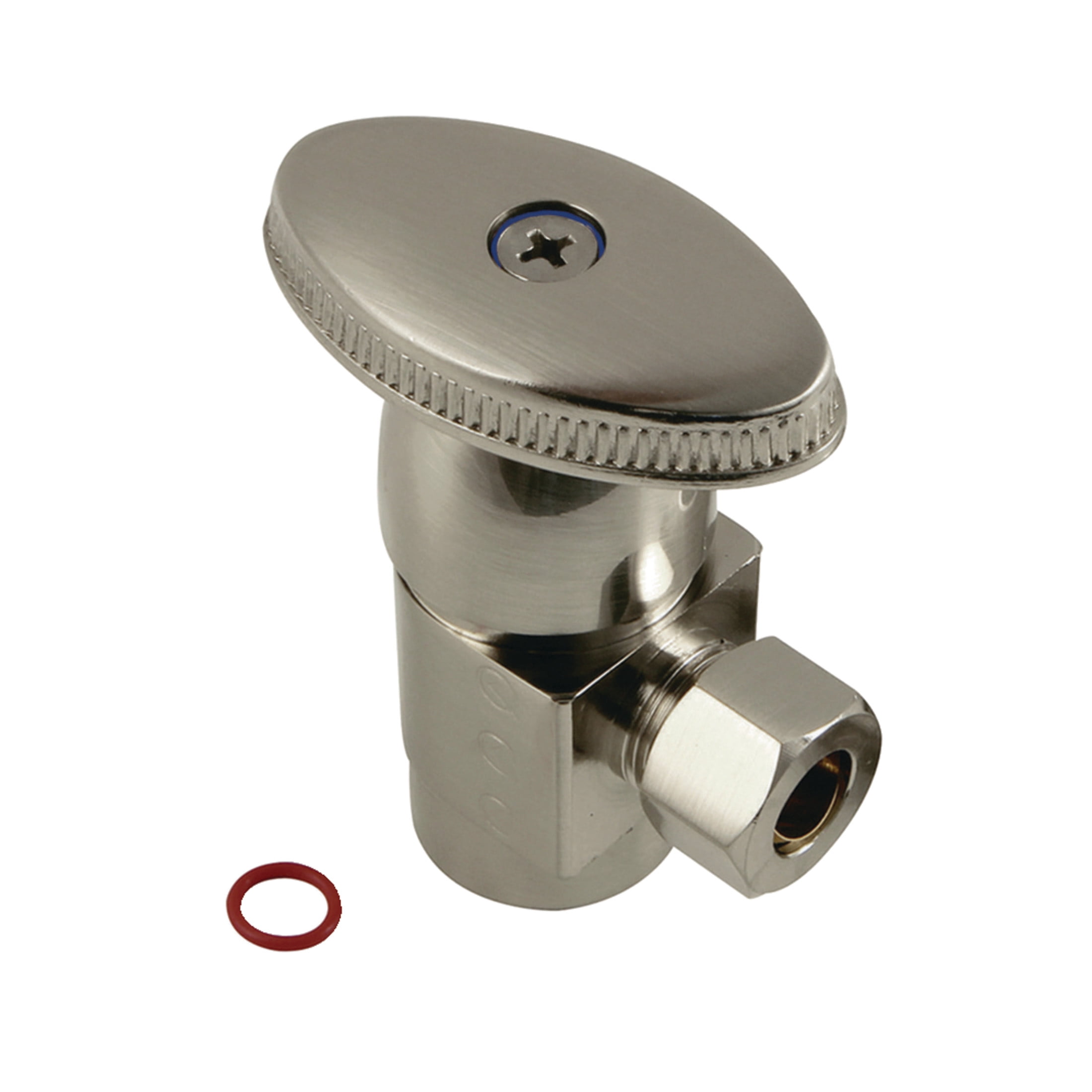 Kingston Brass CD43308VA 1/2-Inch FIP x 3/8-Inch O.D. Anti-Seize Deluxe Quarter-Turn Ceramic Hardisc Cartridge Angle Stop in Brushed Nickel