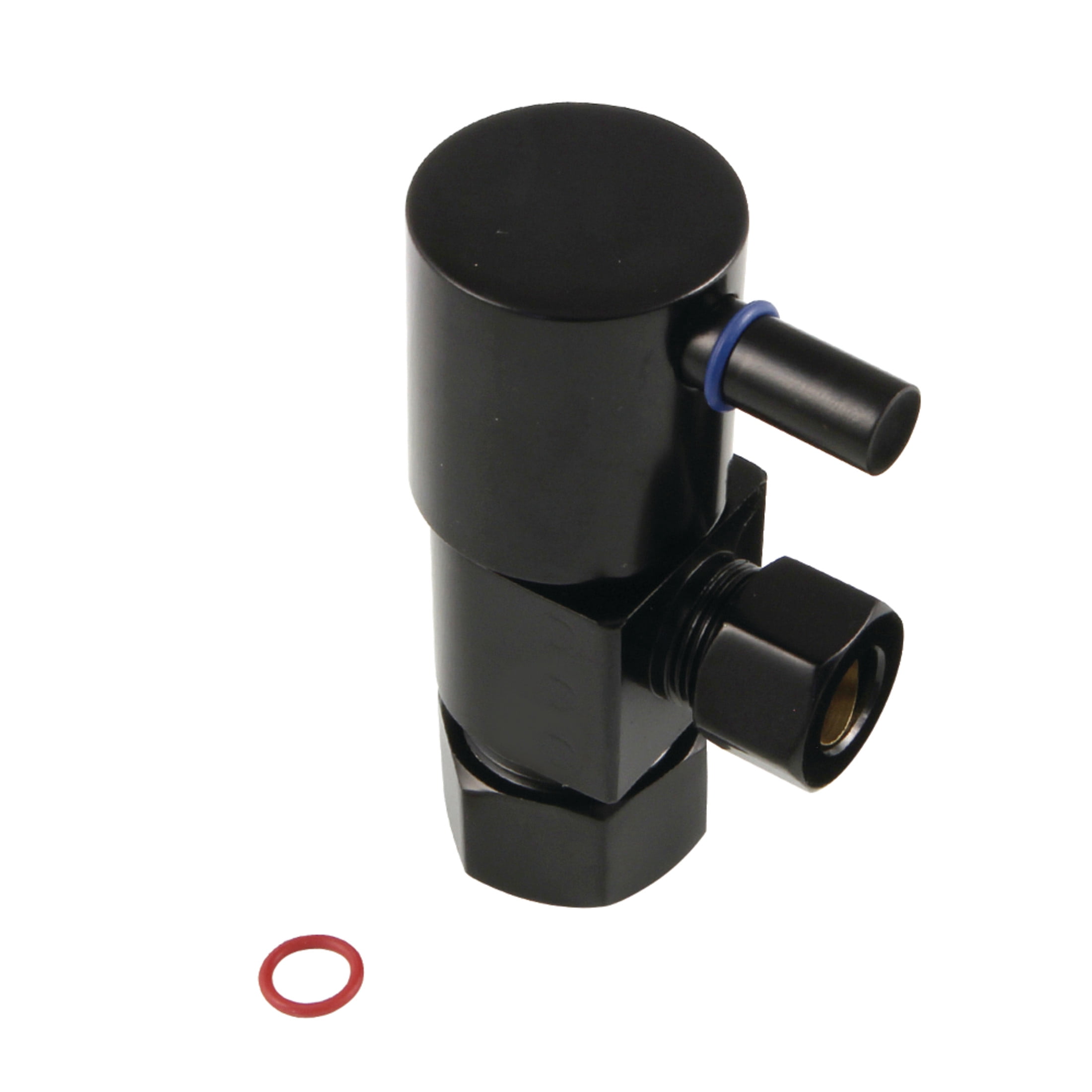 Kingston Brass CD53300DL 5/8-Inch O.D. Comp x 3/8-Inch O.D. Comp Anti-Seize Deluxe Quarter-Turn Ceramic Hardisc Cartridge Angle Stop in Matte Black