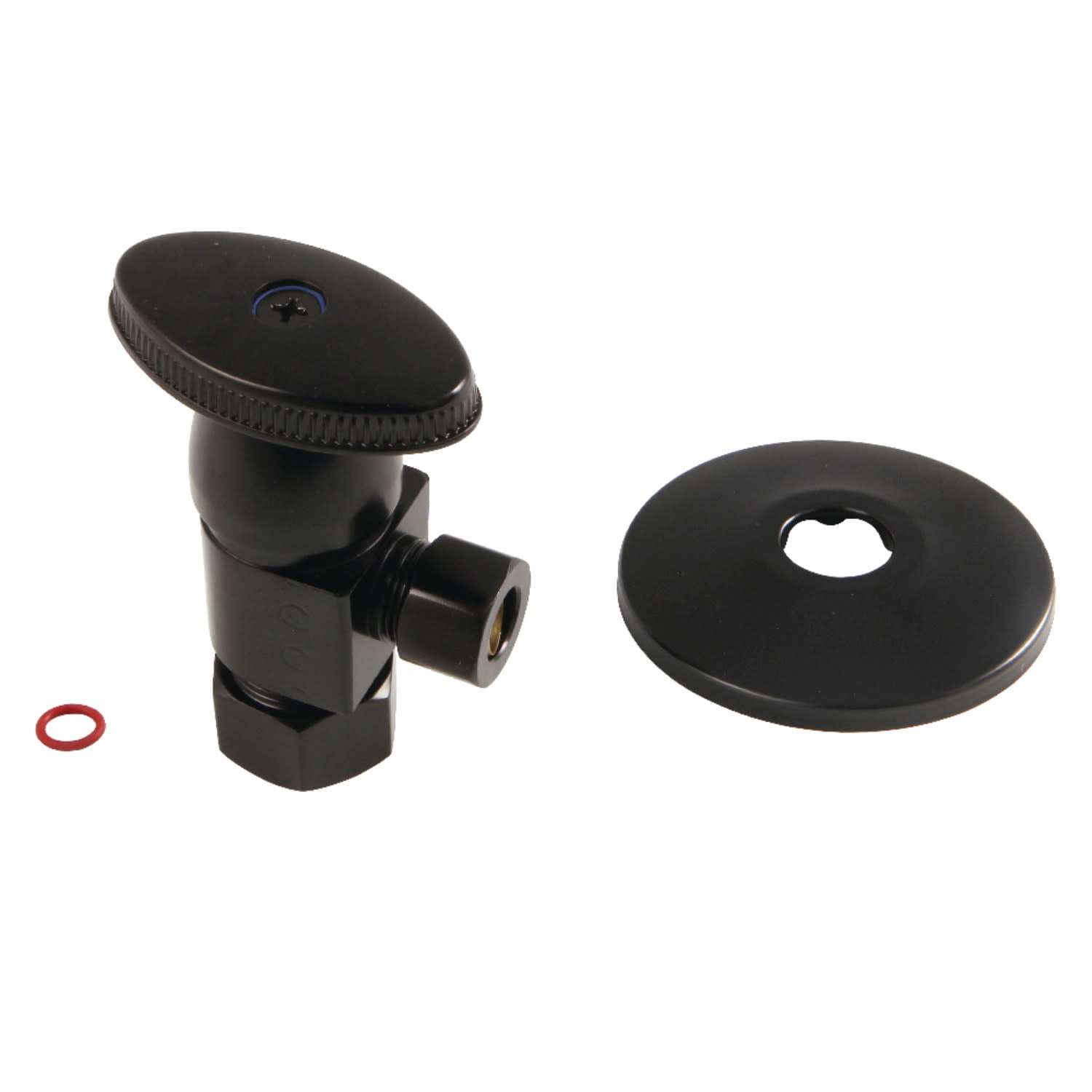Kingston Brass CD53300VAK 5/8" O.D x 3/8" O.D Anti-Seize Deluxe Quarter Turn Ceramic Hardisc Cartridge Angle Stop with Flange, Matte Black