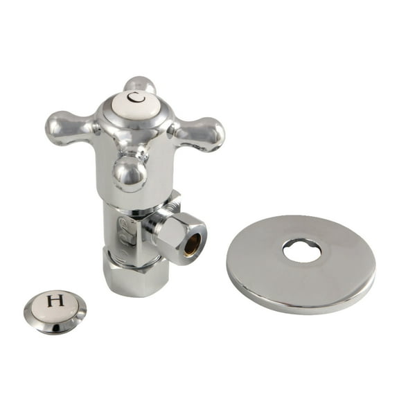 Kingston Brass CD53301BXK 5/8" O.D x 3/8" O.D Anti-Seize Deluxe Quarter Turn Ceramic Hardisc Cartridge Angle Stop with Flange, Polished Chrome