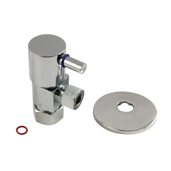Kingston Brass CD53301DLK 5/8" O.D x 3/8" O.D Anti-Seize Deluxe Quarter Turn Ceramic Hardisc Cartridge Angle Stop with Flange, Polished Chrome
