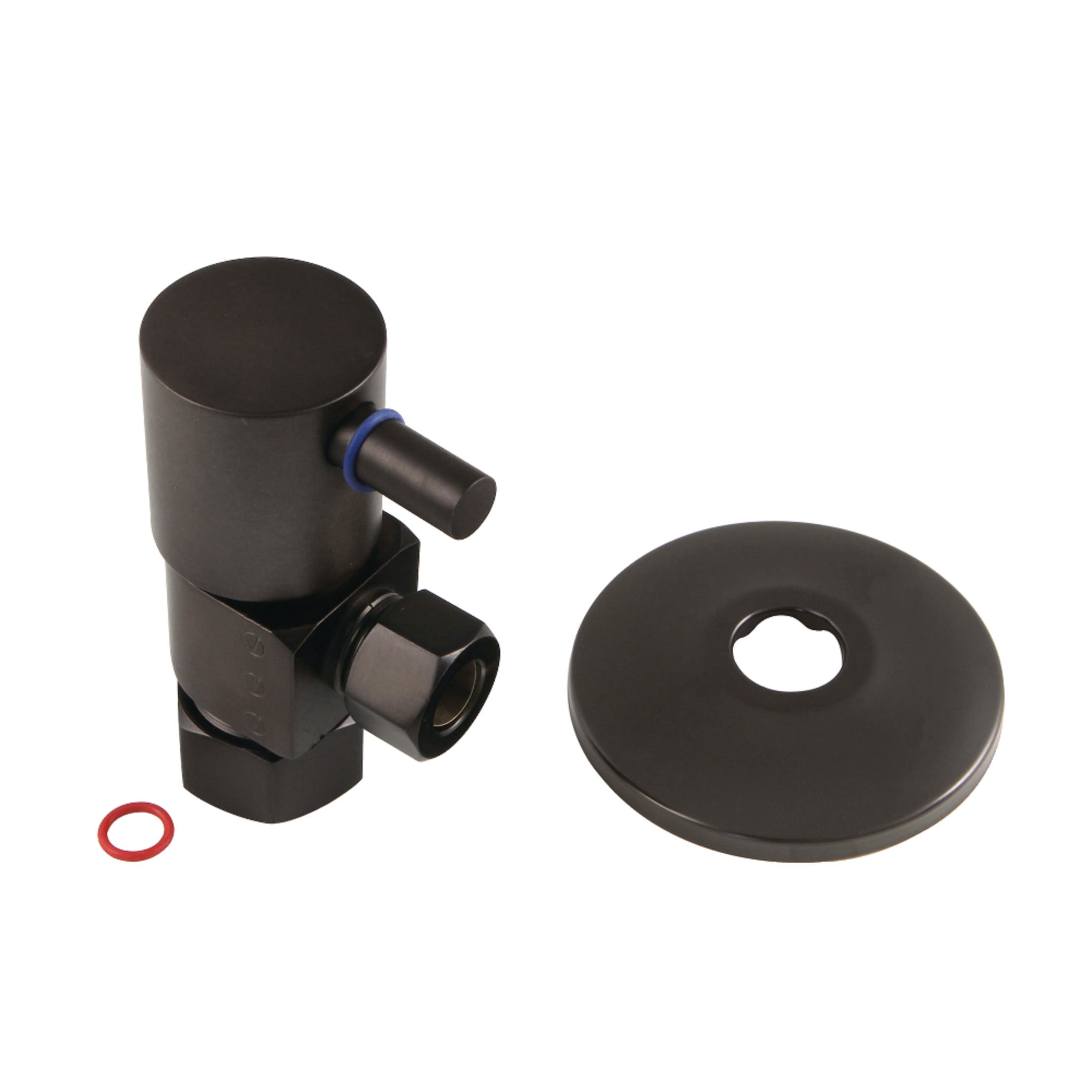 Kingston Brass CD53305DLK 5/8-Inch O.D. Comp x 3/8-Inch O.D. Comp Anti-Seize Deluxe Quarter-Turn Ceramic Hardisc Cartridge Angle Stop with Flange in Oil Rubbed Bronze