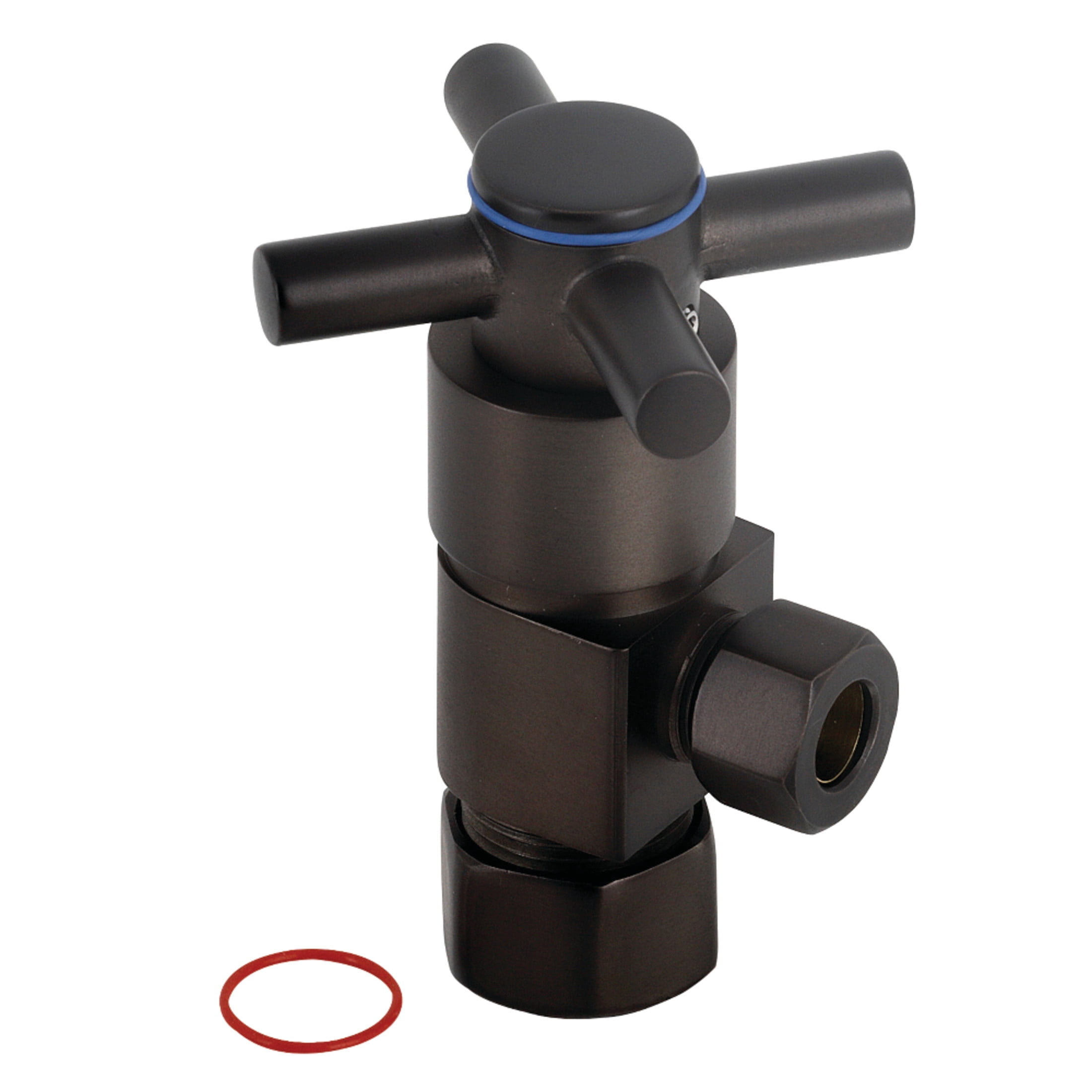 Kingston Brass CD53305DX 5/8-Inch O.D. Comp x 3/8-Inch O.D. Comp Anti-Seize Deluxe Quarter-Turn Ceramic Hardisc Cartridge Angle Stop in Oil Rubbed Bronze
