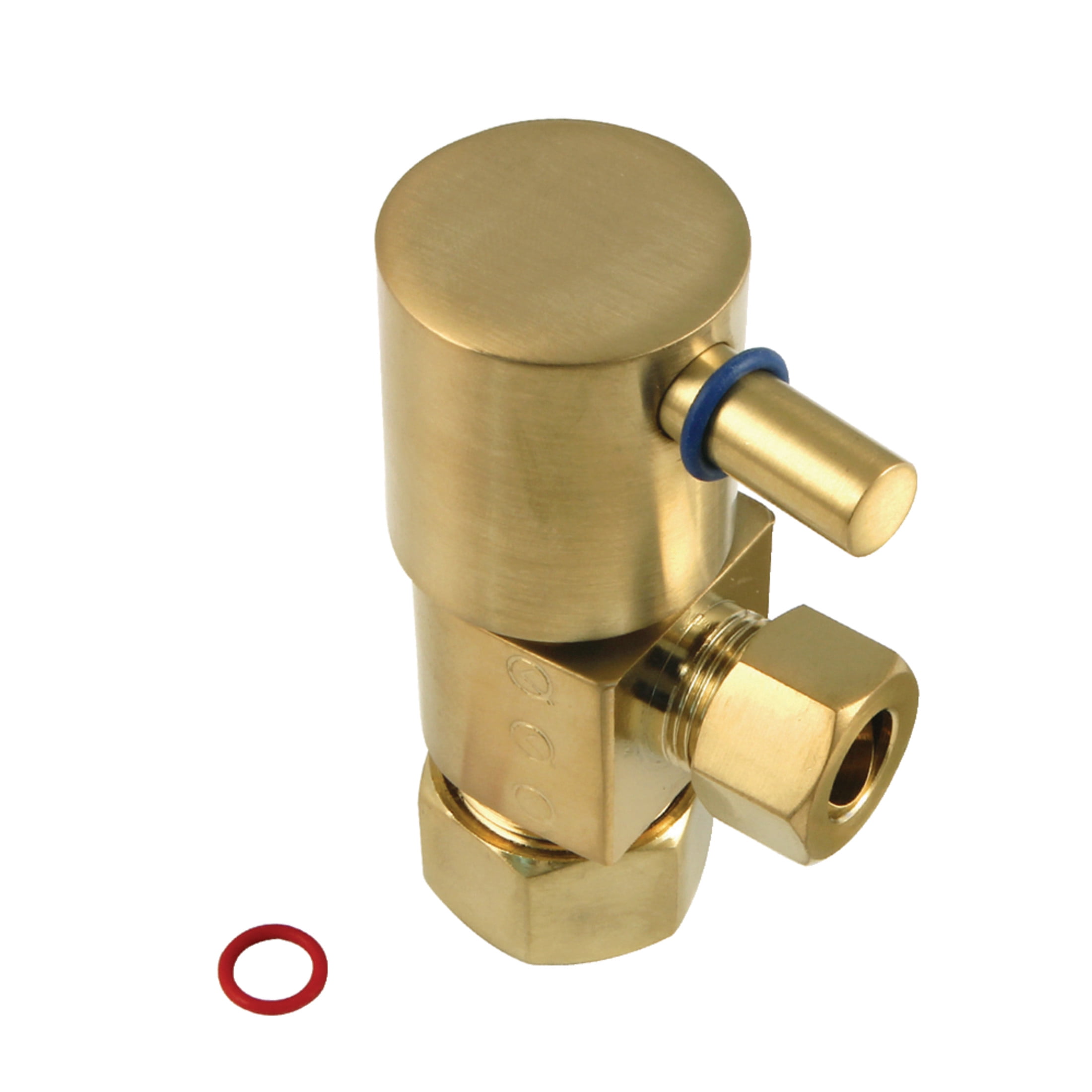 Kingston Brass CD53307DL 5/8-Inch O.D. Comp x 3/8-Inch O.D. Comp Anti-Seize Deluxe Quarter-Turn Ceramic Hardisc Cartridge Angle Stop in Brushed Brass