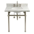 thumbnail image 1 of Kingston Brass CKVPB3030MB8 Templeton 30" Carrara Marble Console Sink Set with Widespread Bathroom Faucet and Plumbing Trim Kit (8-Inch, 3-Hole), Carrara Marble White/Brushed Nickel, 1 of 8