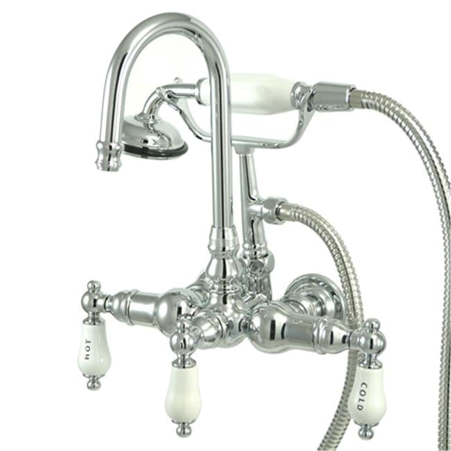 Polished Chrome Vintage Wall Mount Clawfoot Tub Faucet with Hand Shower