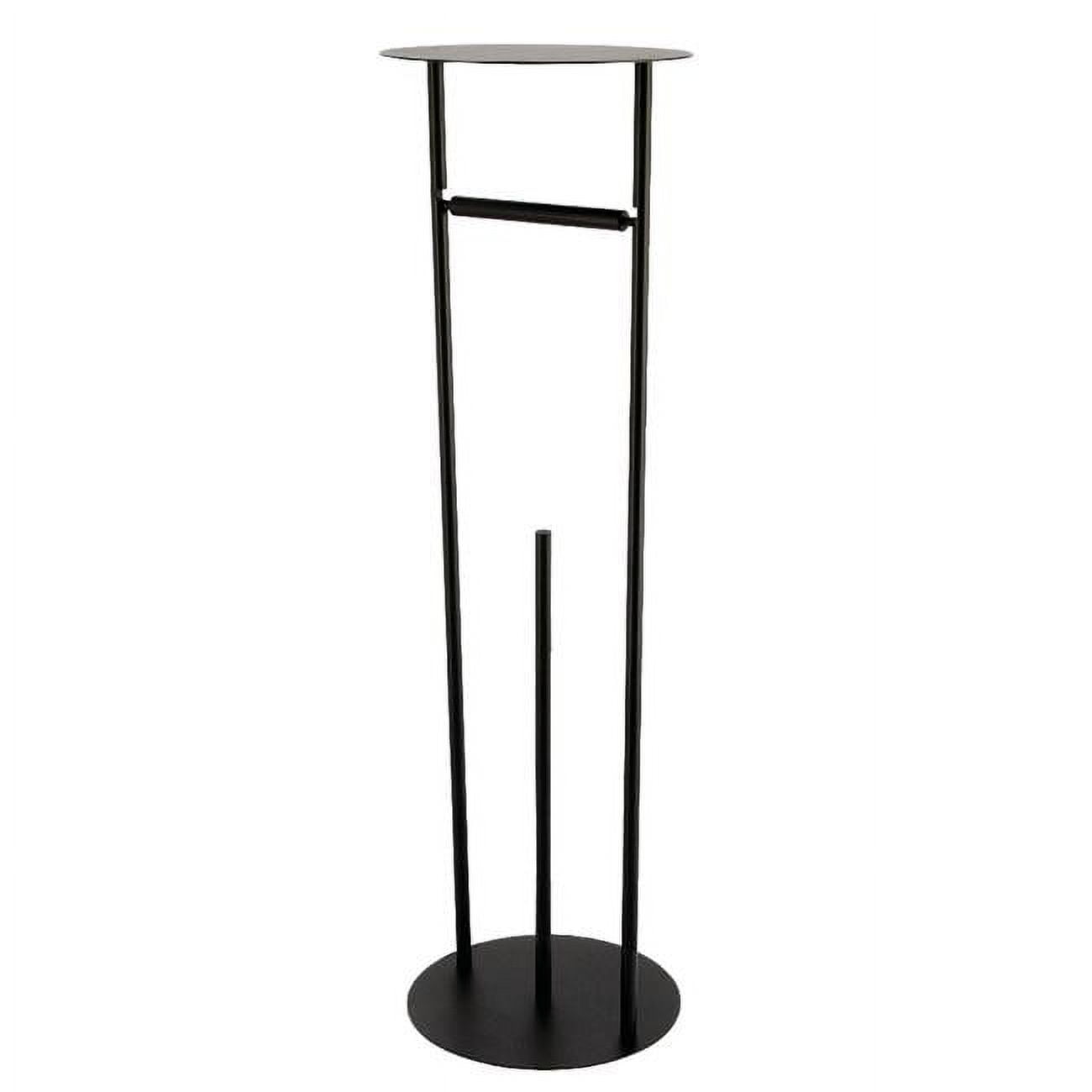 Matte Black Freestanding Toilet Paper Holder with Reserve Storage and Top Shelf