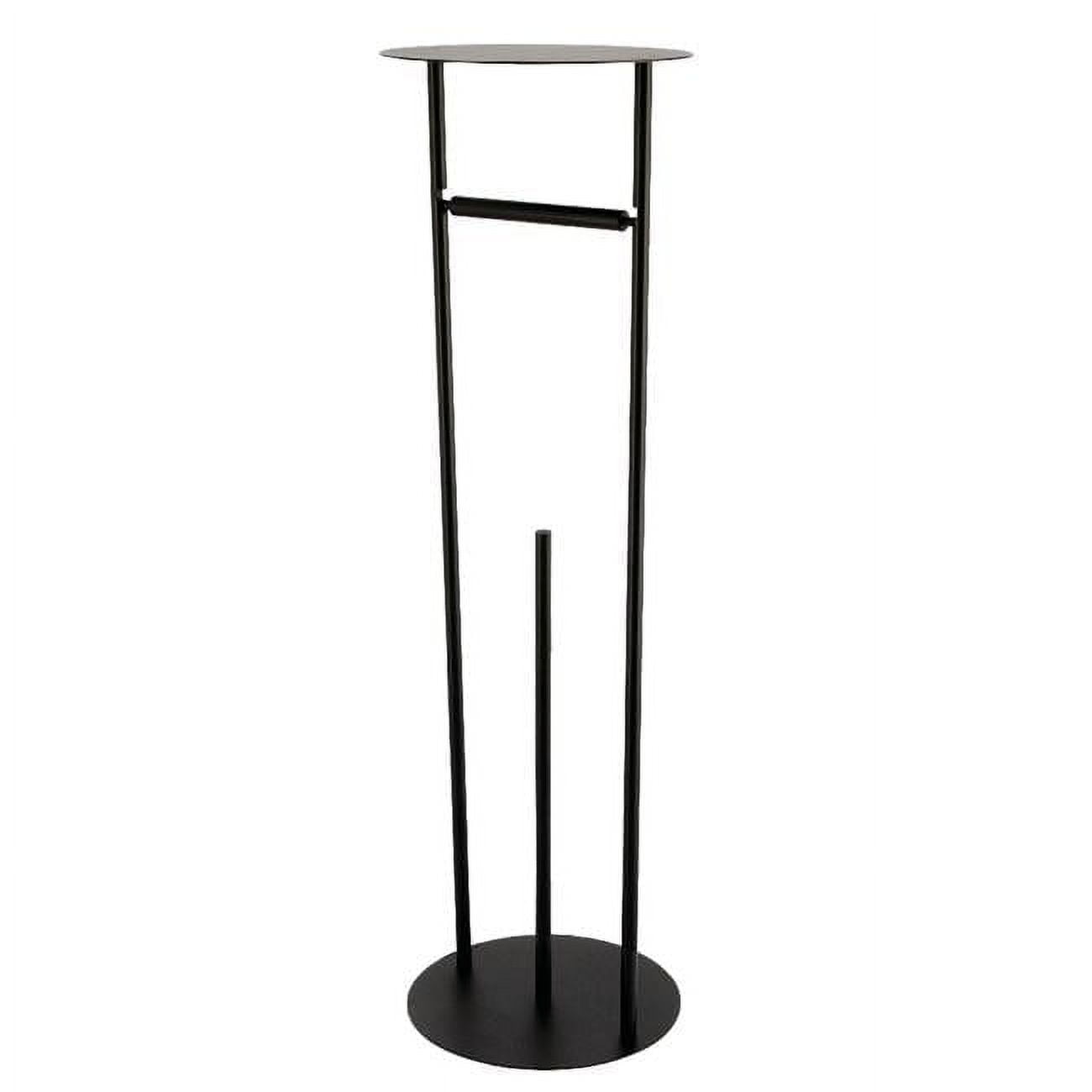 Matte Black Freestanding Toilet Paper Holder with Reserve Storage and Top Shelf