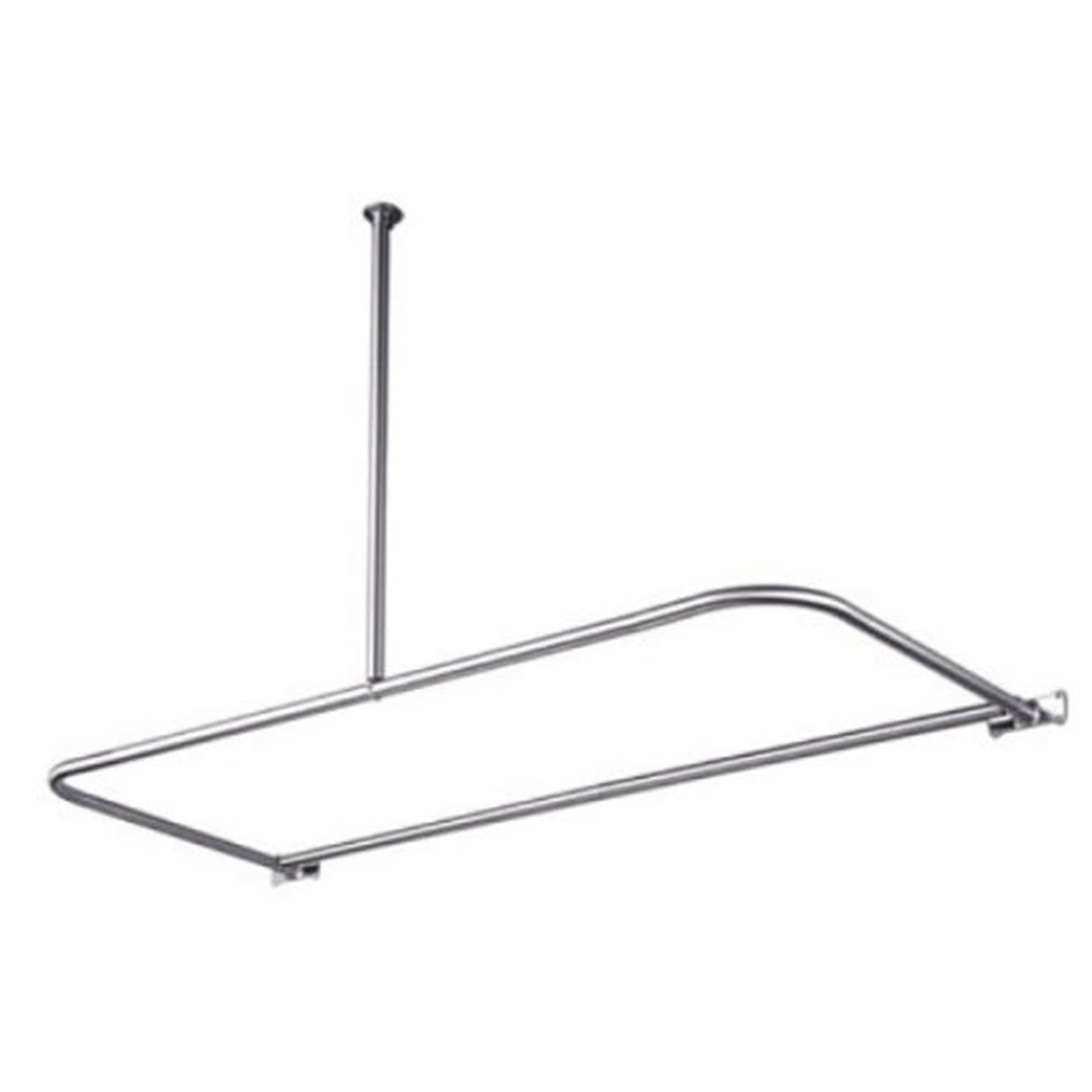Chrome D-Shaped Wall and Ceiling Mounted Shower Rod